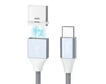 Кабель Hoco U40B Type-C - USB магнит метал серый, 1м