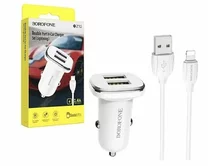 АЗУ-2USB Borofone BZ12 2.4A + кабель USB-Lightning белый