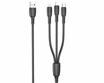 Кабель 3в1 Borofone BX71 Lightning+microUSB+type-C - USB черный, 1м