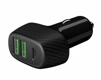 АЗУ-2USB + USB-C Deppa PD, QC3.0, 42W, карбон, черный