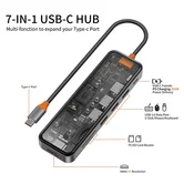 Type-C HUB Wiwu Cyber CB007 7in1, серый (PD 100W- 3 USB 3.0+HDMI+SD/TF Cardreader)