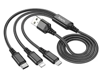 Кабель 4в1 Hoco X76 Type-C+Type-C+iP+Micro - USB, черный