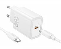 СЗУ-1USB-C Hoco N62 + кабель Type-C-Type-C, PD30W белый