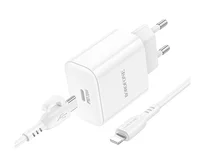 СЗУ-1USB-C Borofone BA81A + кабель Type-C-Lightning, белый